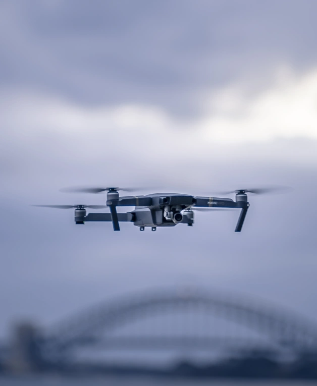Close-up drone portrait representing operational readiness.